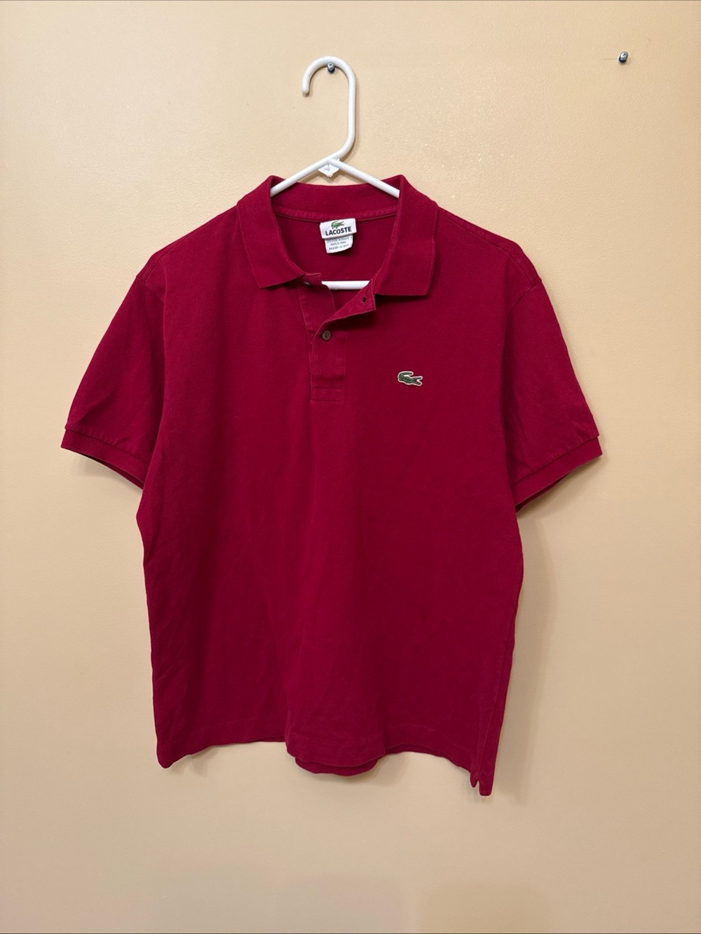 Lacoste Men's Deep Red Pique Polo with Crocodile Logo